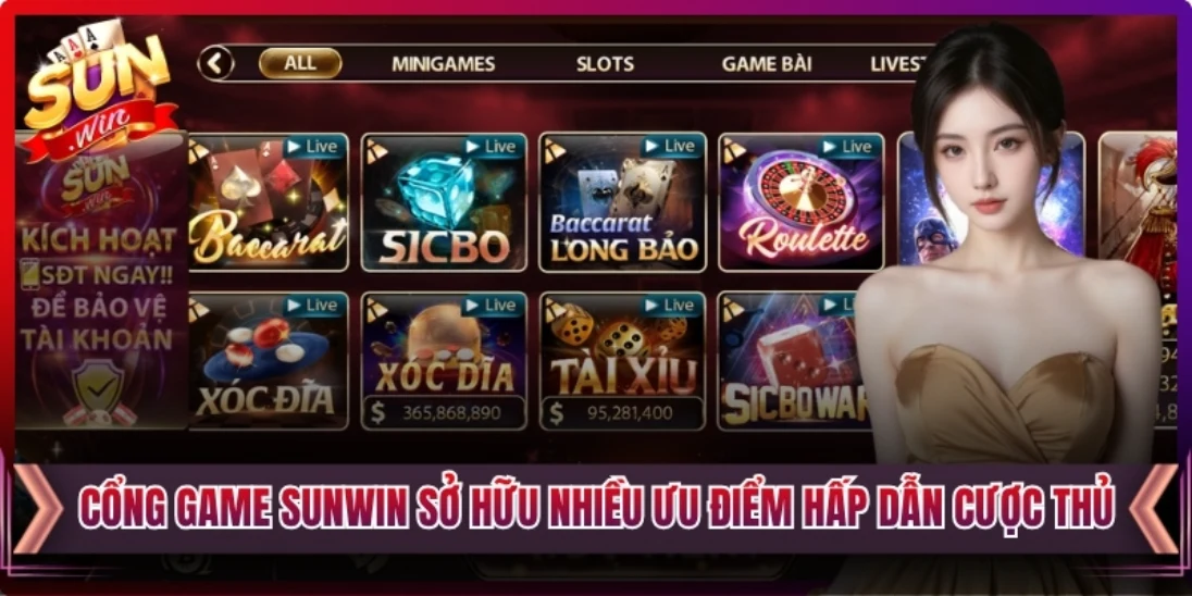Sunwin sở hữu nhiều ưu điểm hấp dẫn cược thủ